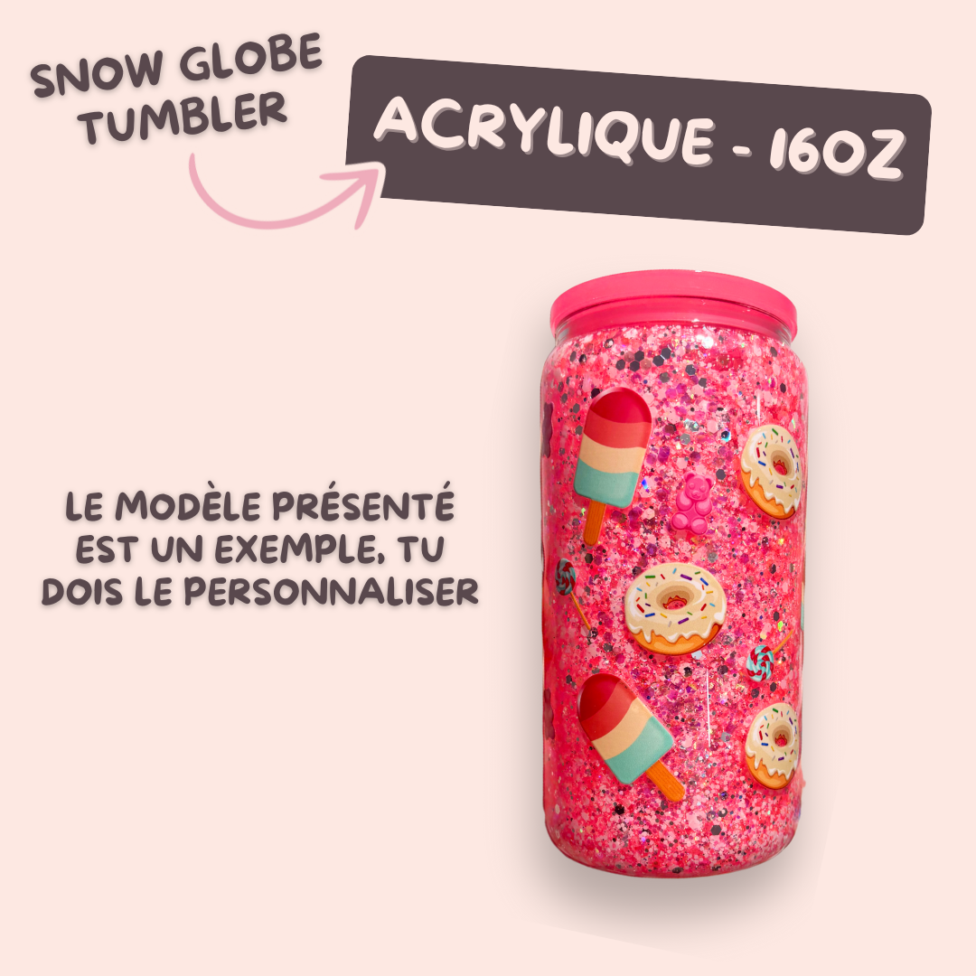 Snow globe tumbler 16oz acrylique