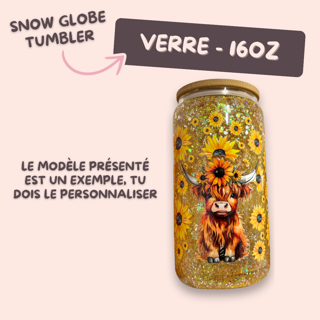 Snow globe tumbler 16oz verre