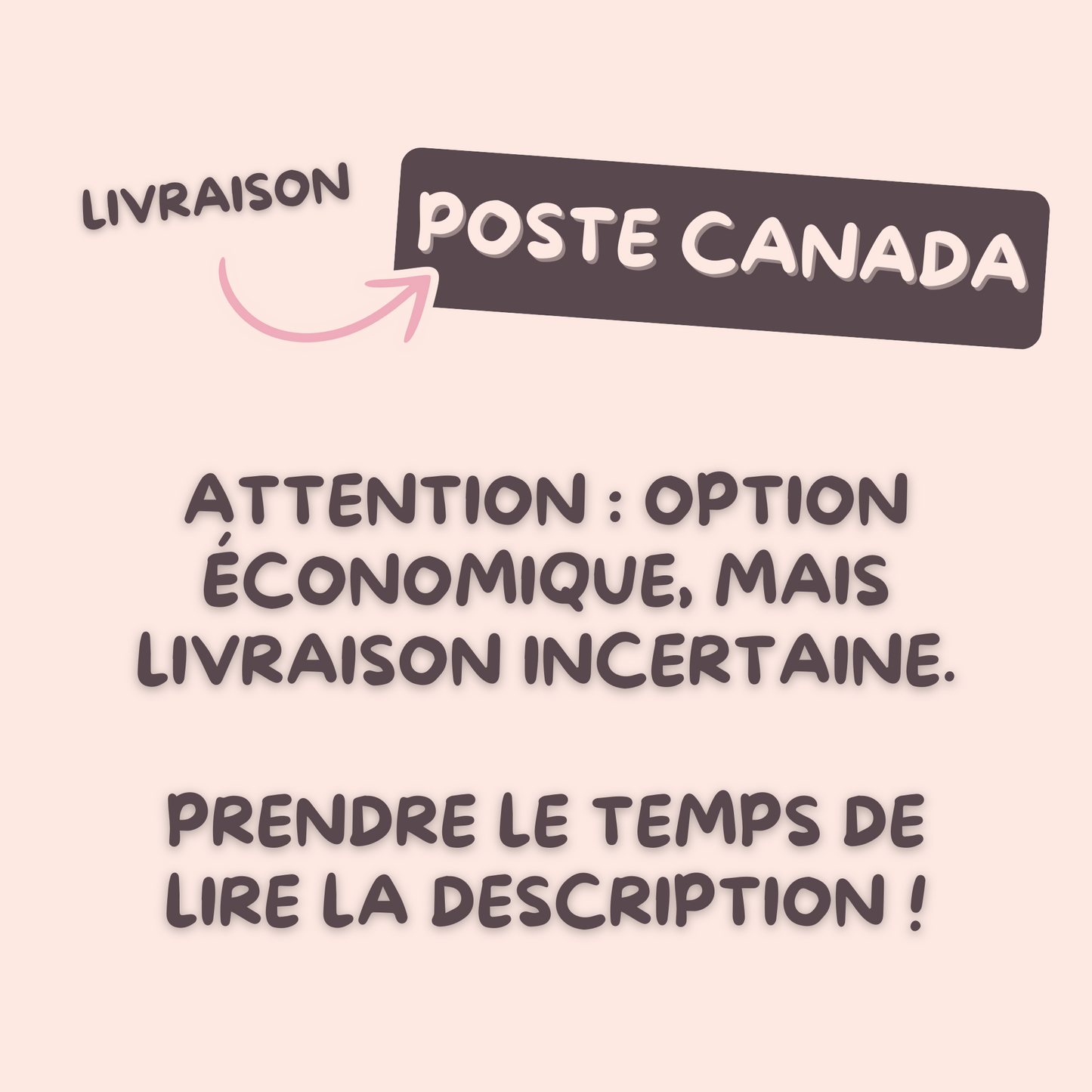 Livraison avec Poste Canada (sans suivis) GRATUIT