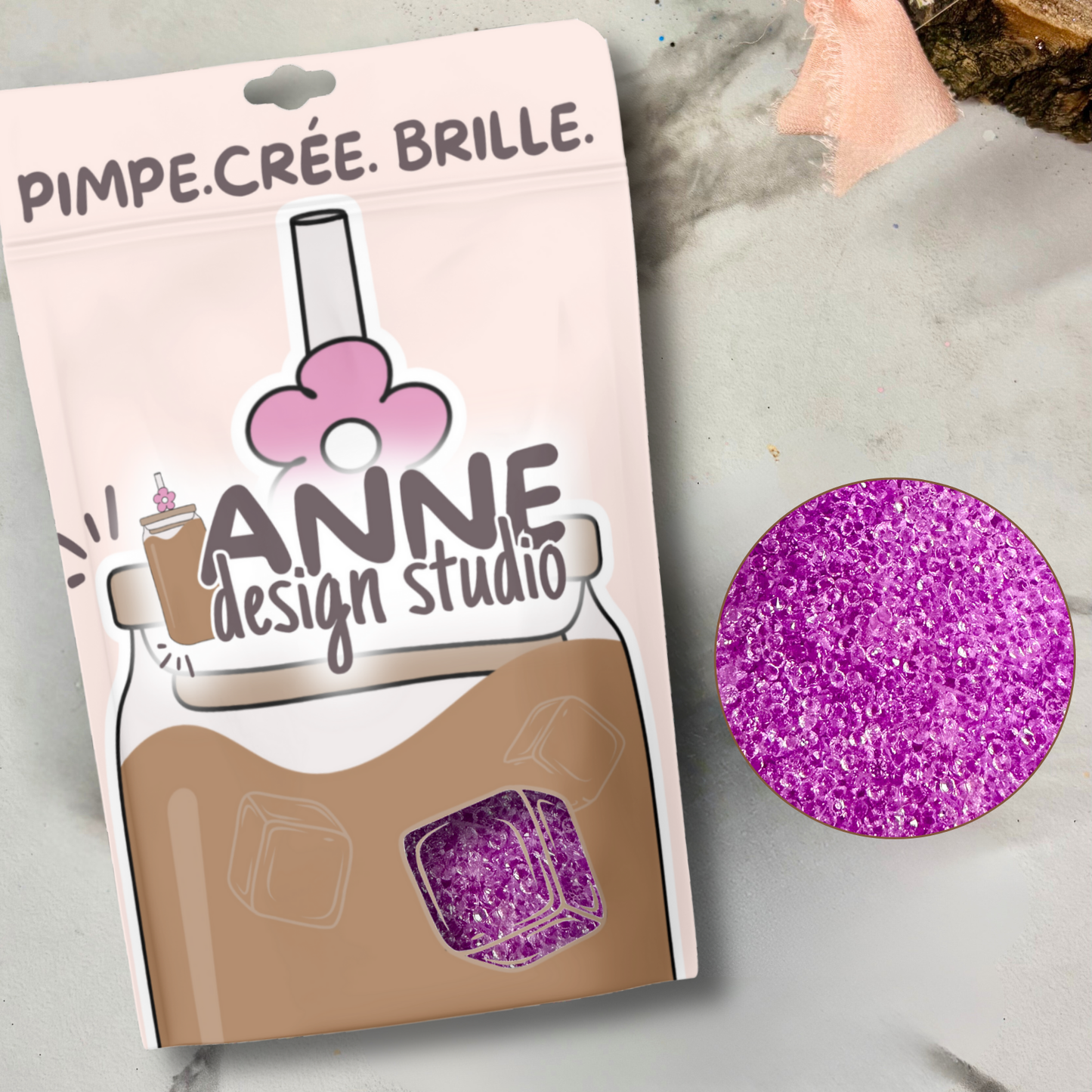 Minis diamant en acrylique | Fuchsia