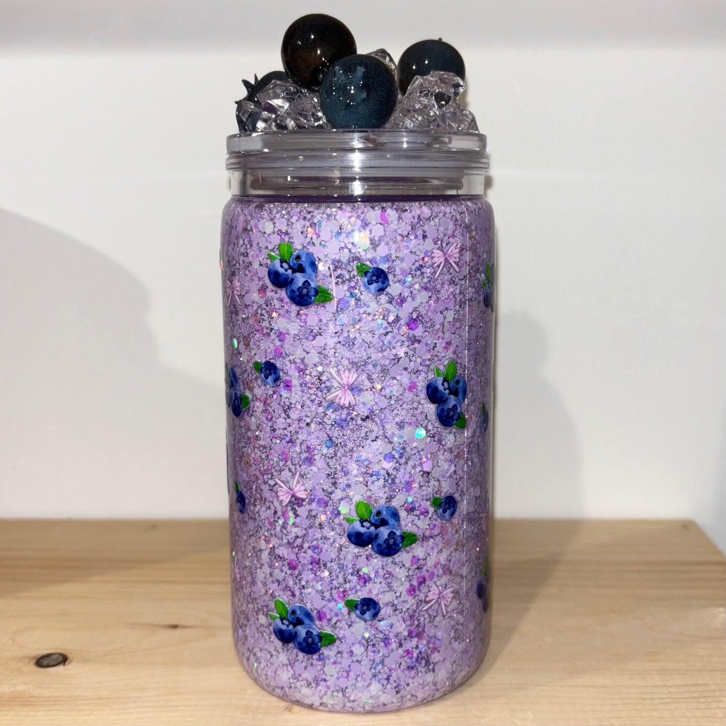 Snow globe tumbler slush bleuets