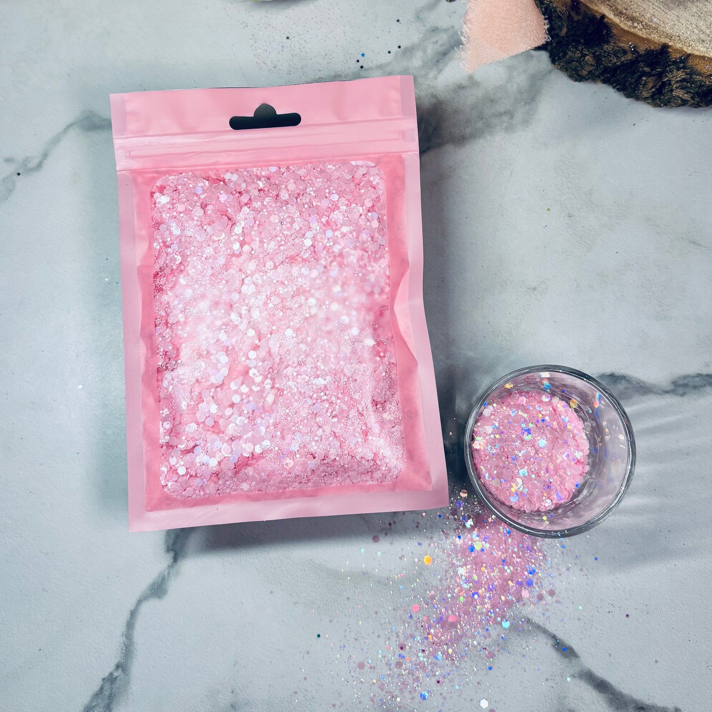 Paillettes holographiques | Rose bébé