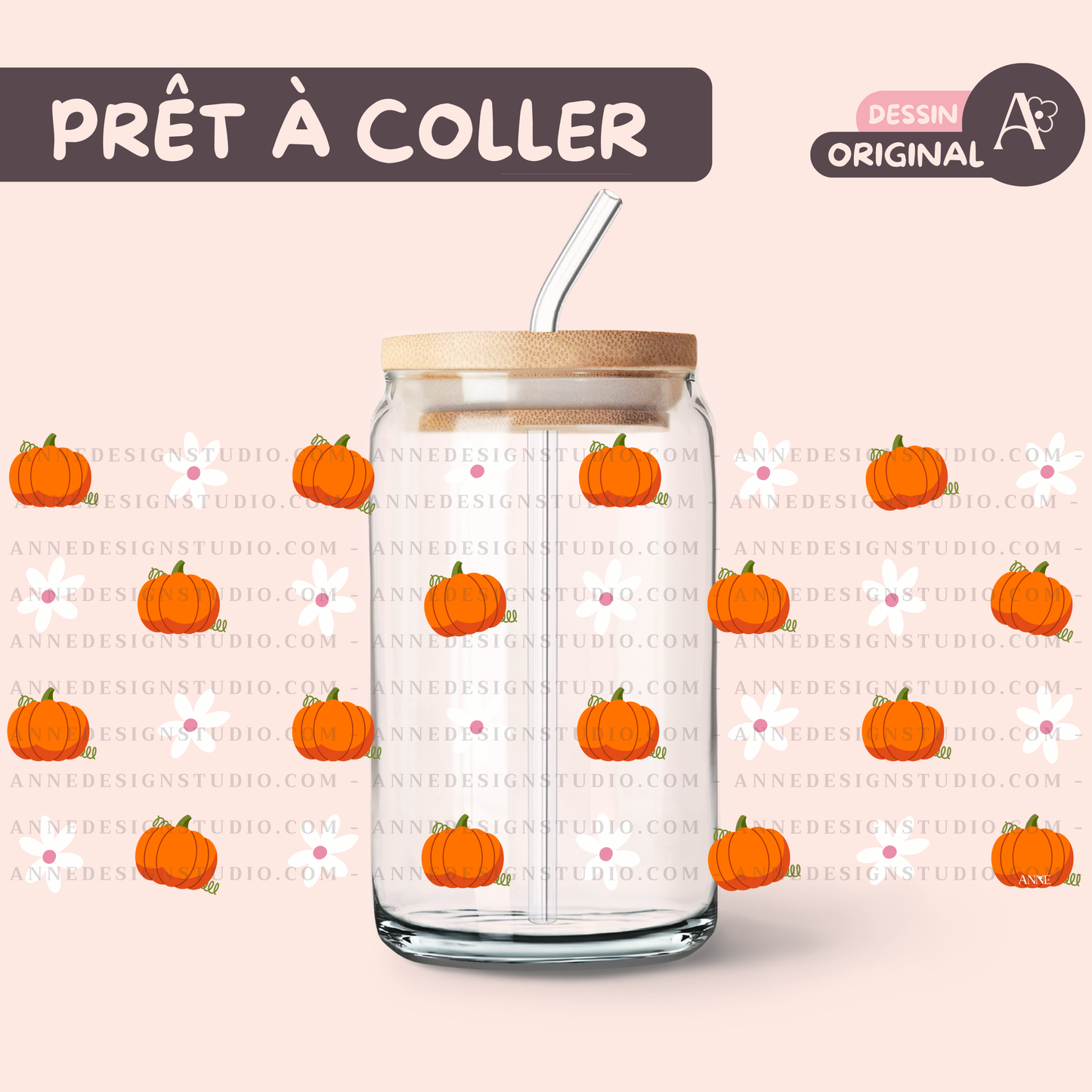 Autocollants UV DTF | Citrouilles & fleur