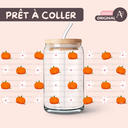 Autocollants UV DTF | Citrouilles & fleur