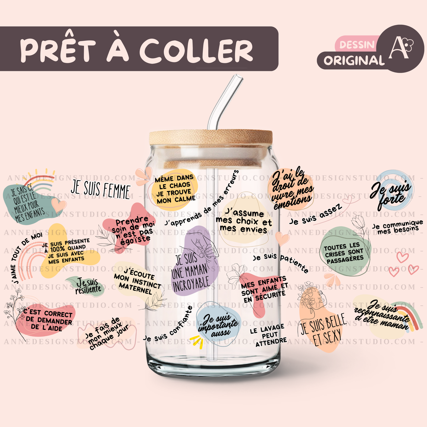 Autocollants UV DTF | Affirmations positives pour maman