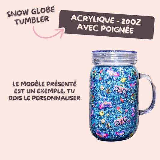 Snow globe tumbler 20oz acrylique à poignée