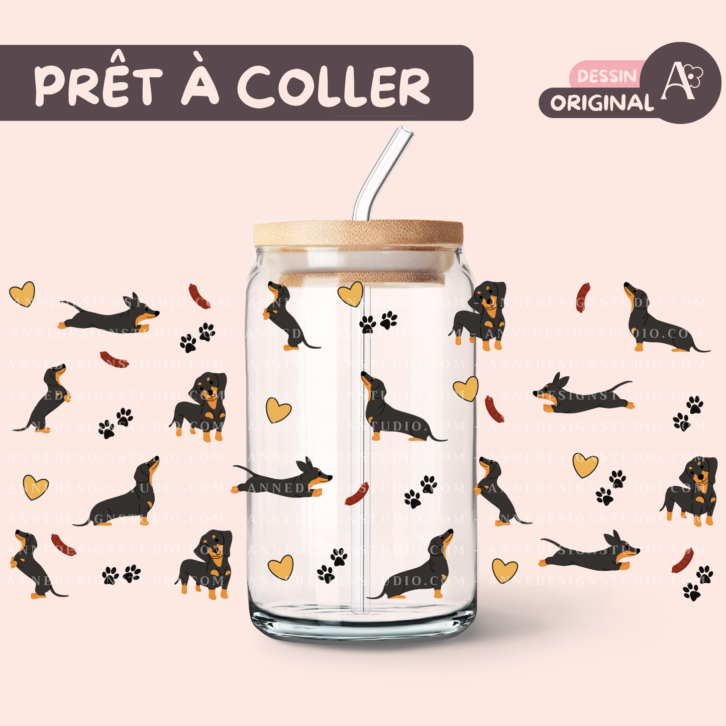 Autocollants UV DTF | Chiens saucisses