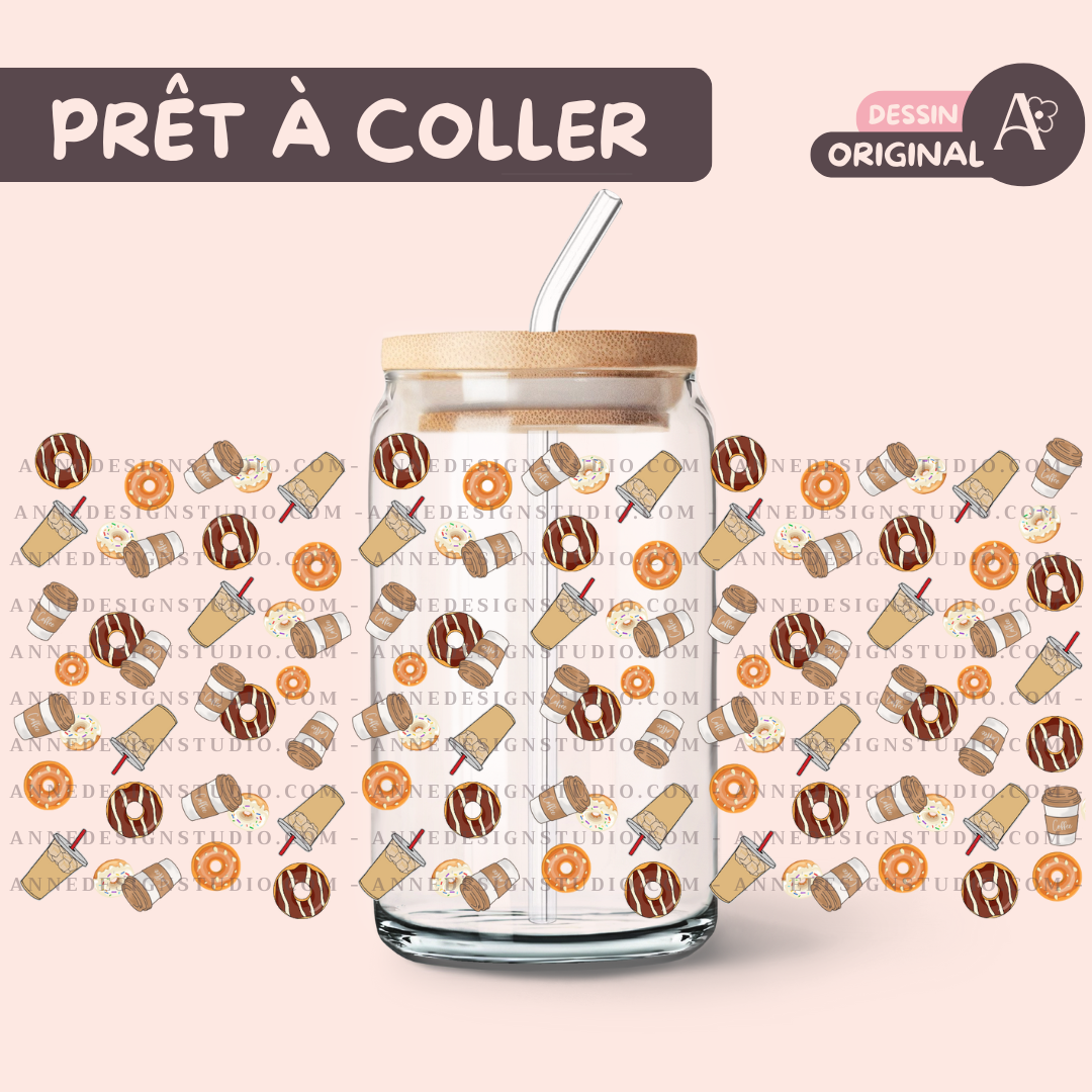 Autocollants UV DTF | Cafés beignes