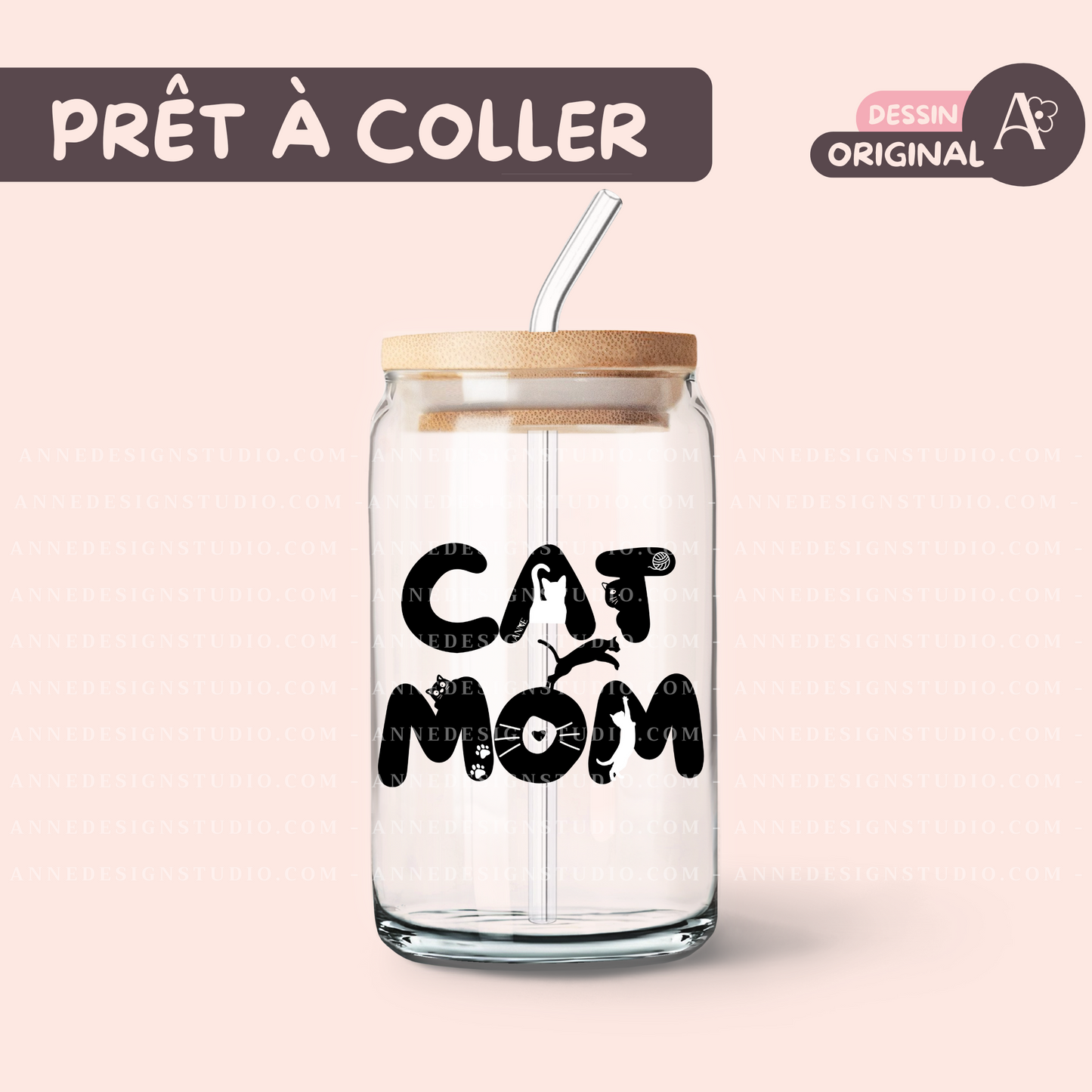 Autocollants UV DTF | Cat mom