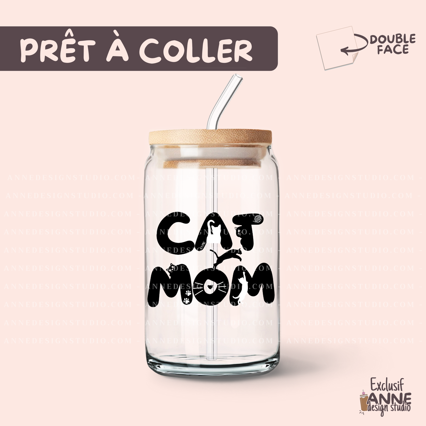 Autocollants UV DTF | Cat mom