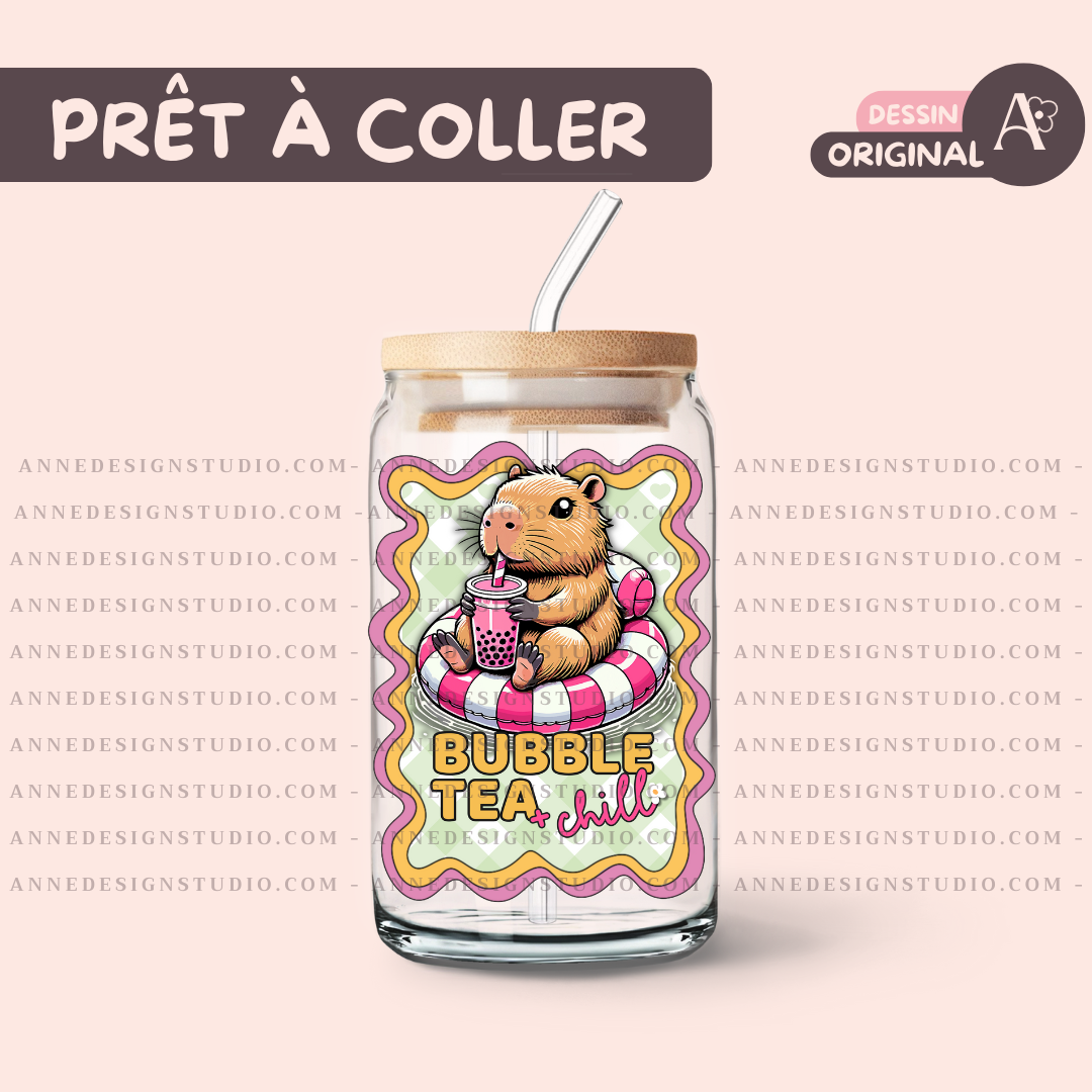 Autocollants UV DTF | Bubble tea & chill