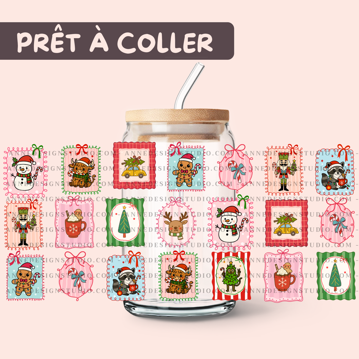 Autocollants UV DTF | Cadres de noël