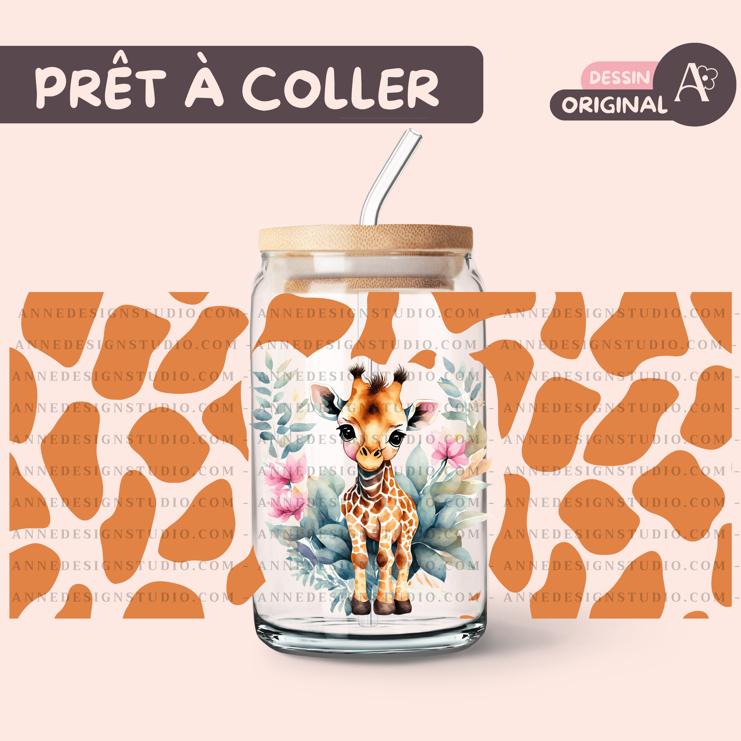 Autocollants UV DTF | Bébé giraffe