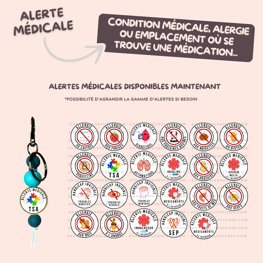Alerte médicale | Mousqueton porte-clefs