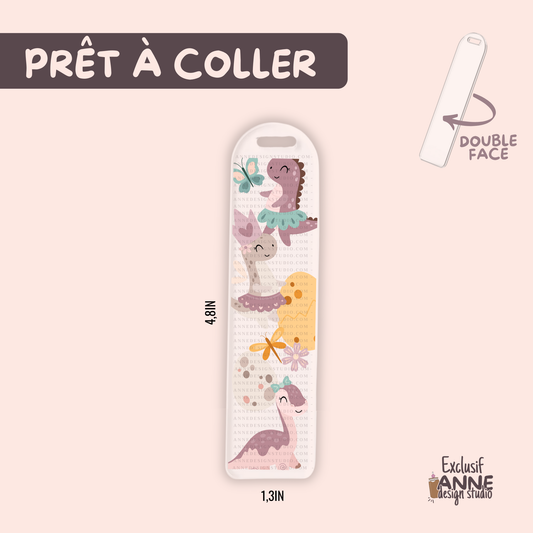 Autocollants pour signet UV DTF | Dino girly