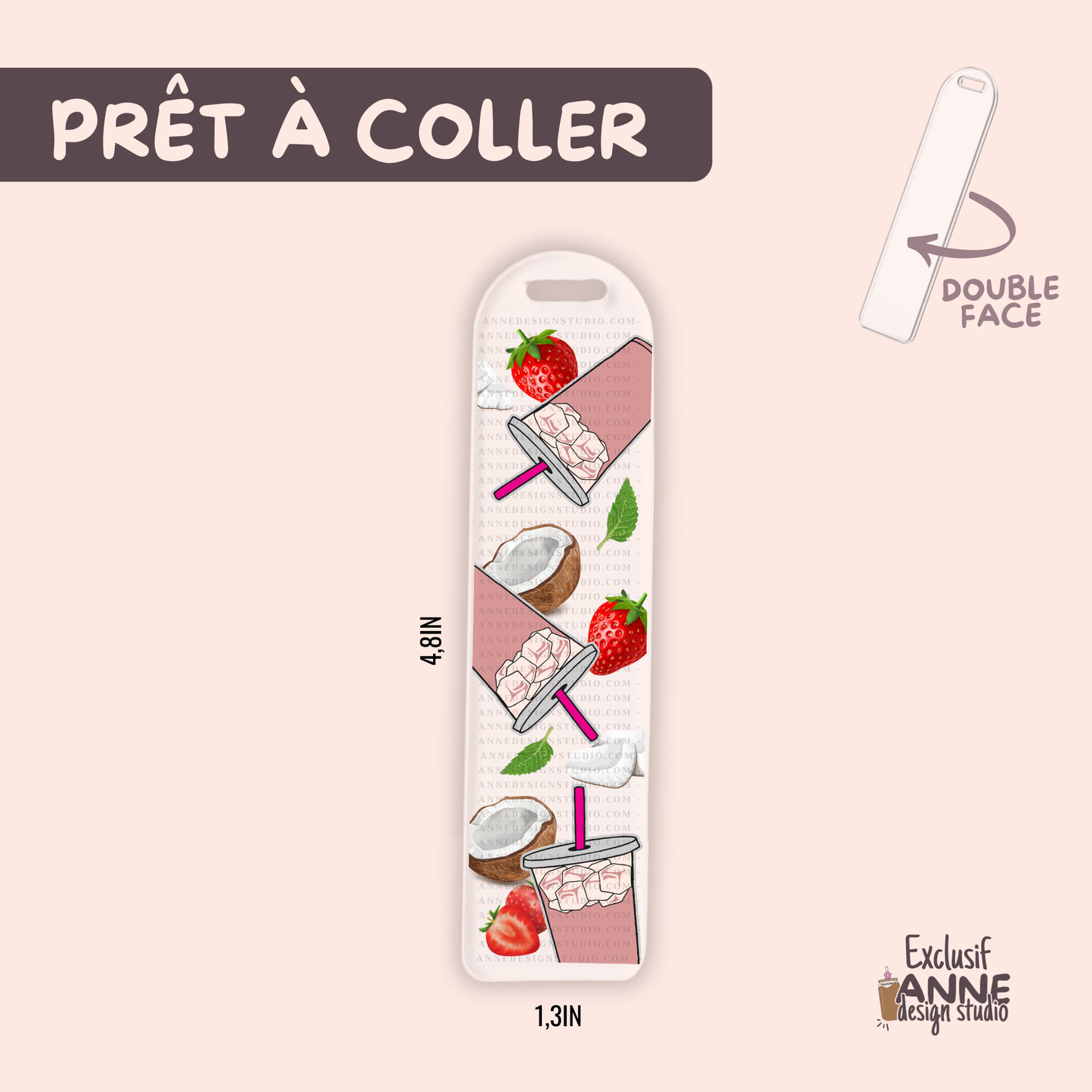 Autocollants pour signet UV DTF | Fraise coco