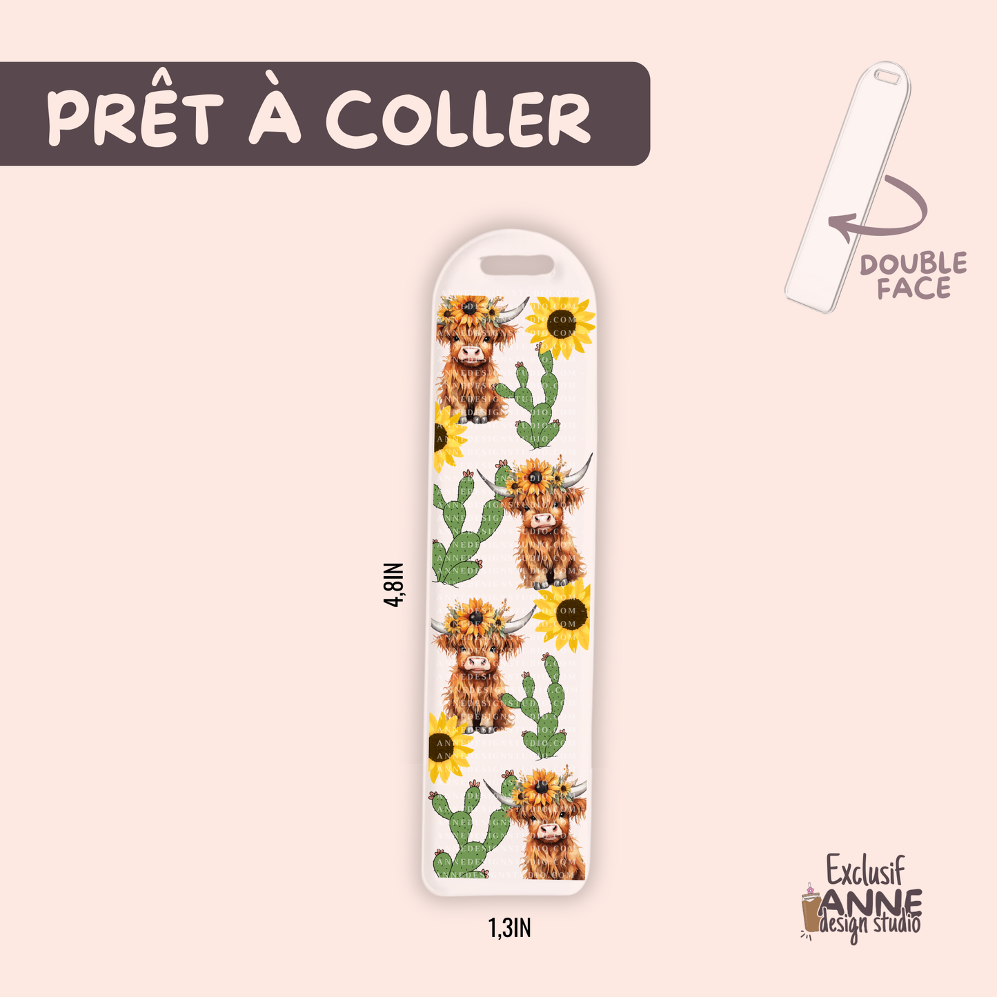 Autocollants pour signet UV DTF | Highland cow & Cactus