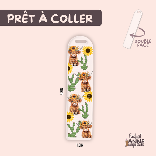 Autocollants pour signet UV DTF | Highland cow & Cactus
