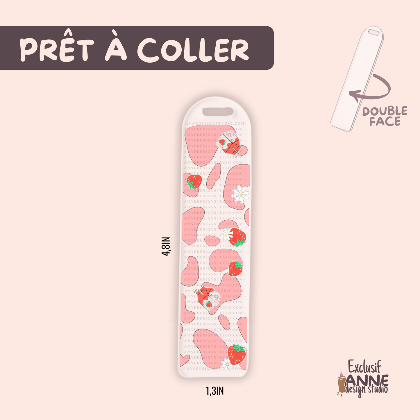 Autocollants pour signet UV DTF | Lait fraise