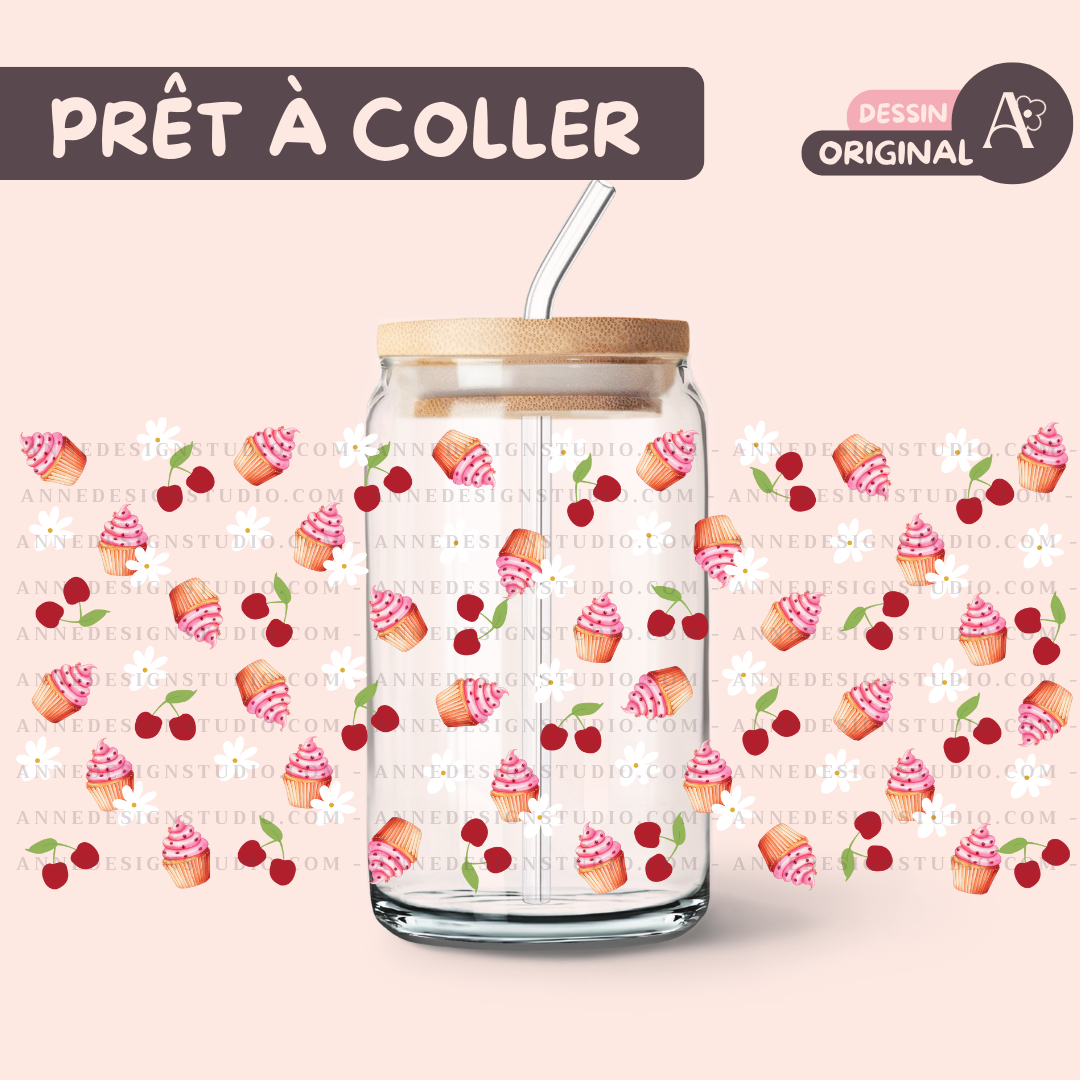 Autocollants UV DTF | Cupcake cerise