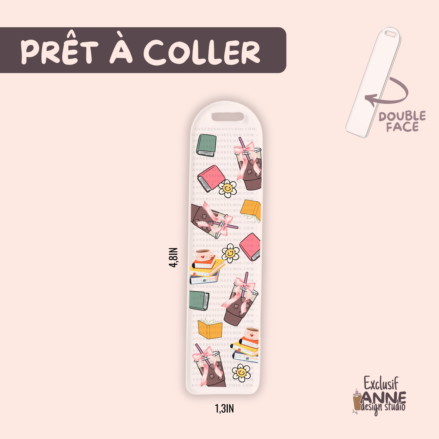 Autocollants pour signet UV DTF | Café glacé & livre