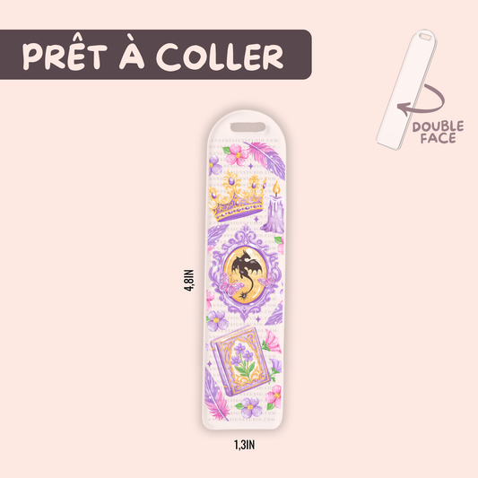 Autocollants pour signet UV DTF | Dragon mauve