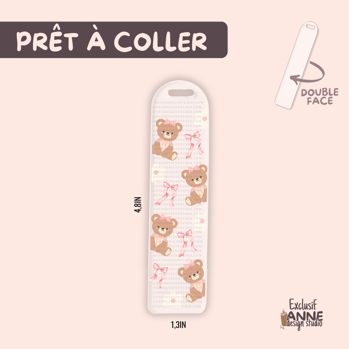 Autocollants pour signet UV DTF | Teddy bow