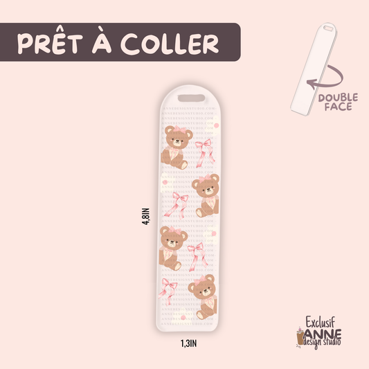 Autocollants pour signet UV DTF | Teddy bow