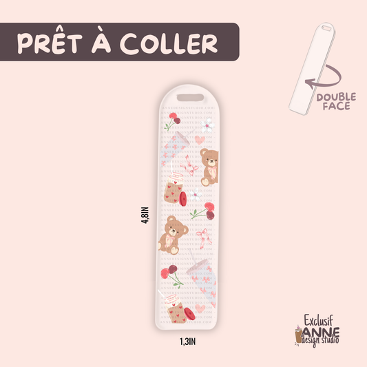 Autocollants pour signet UV DTF | Cherry teddy