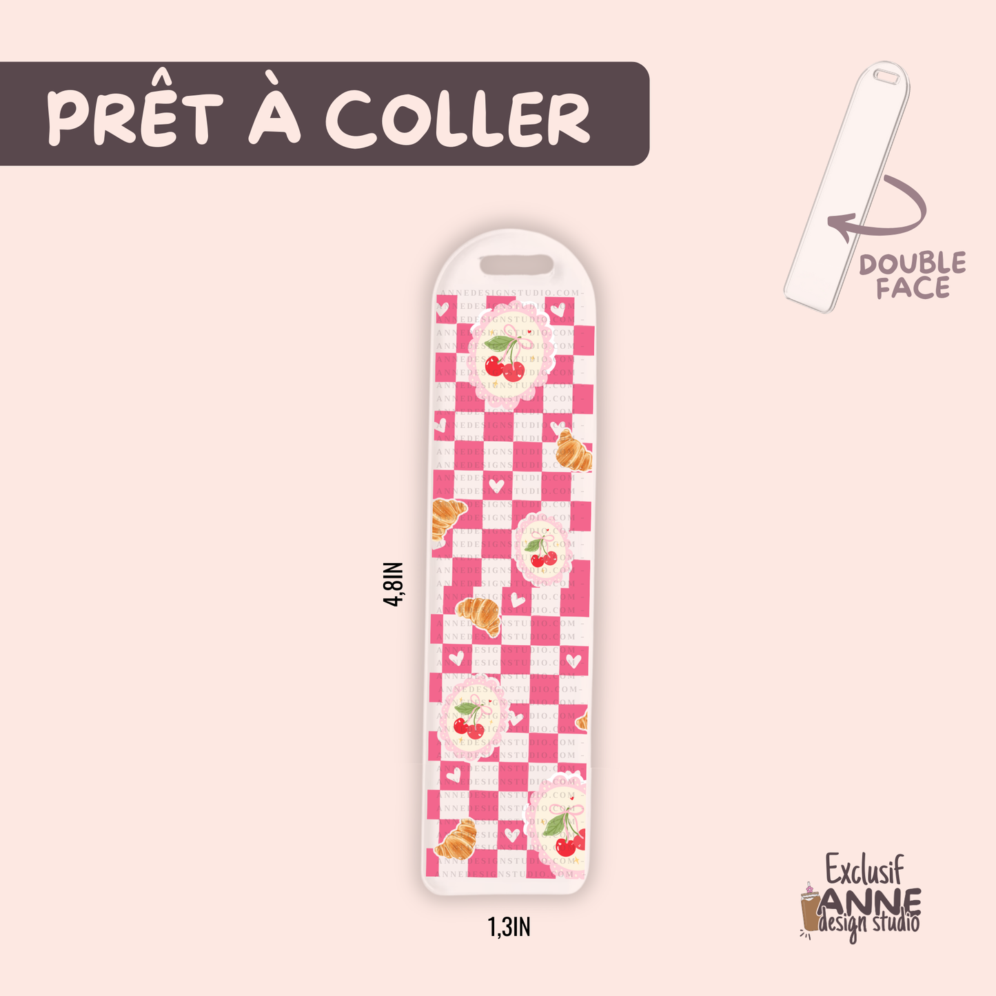 Autocollants pour signet UV DTF | Caré cerise