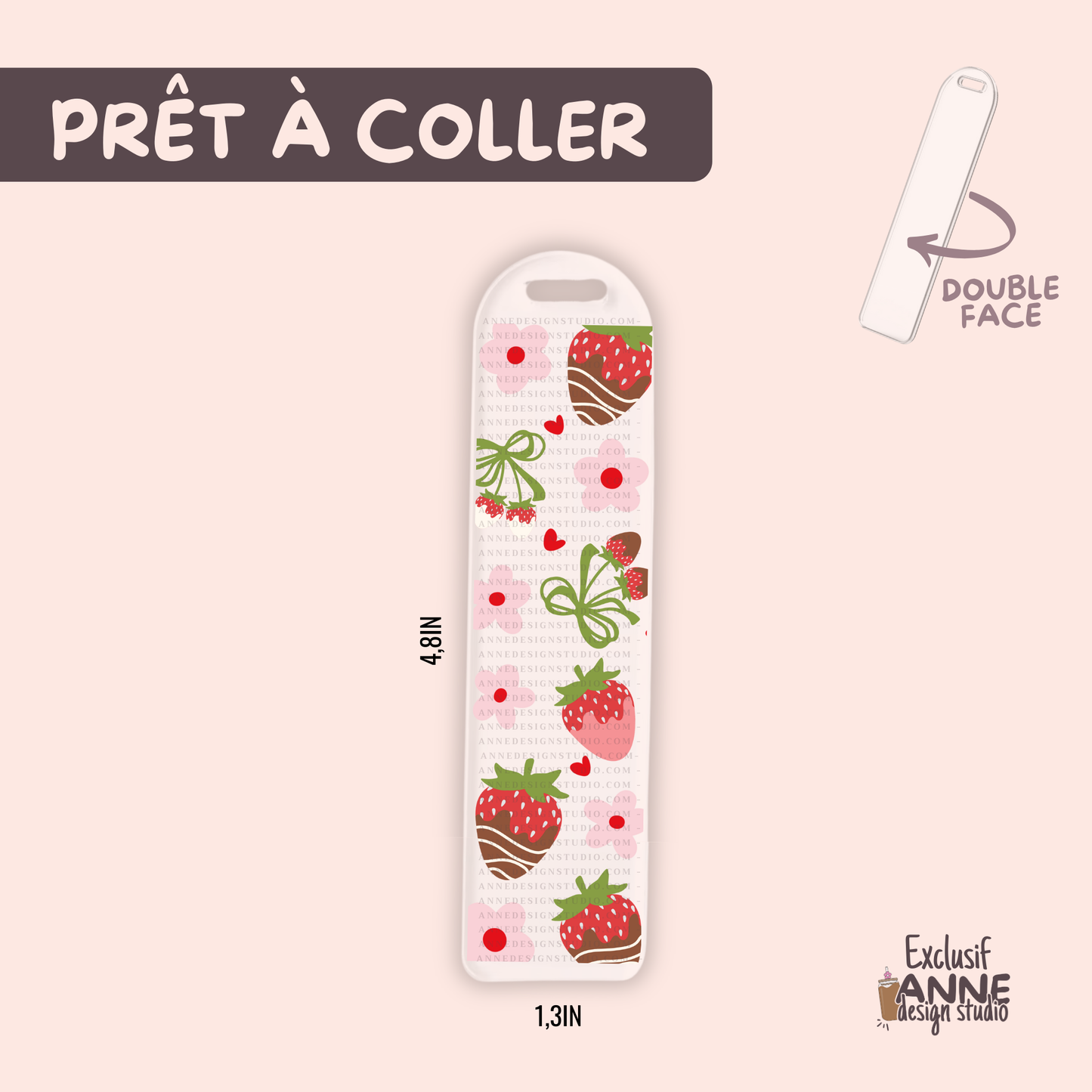 Autocollants pour signet UV DTF | Fraises enrobées