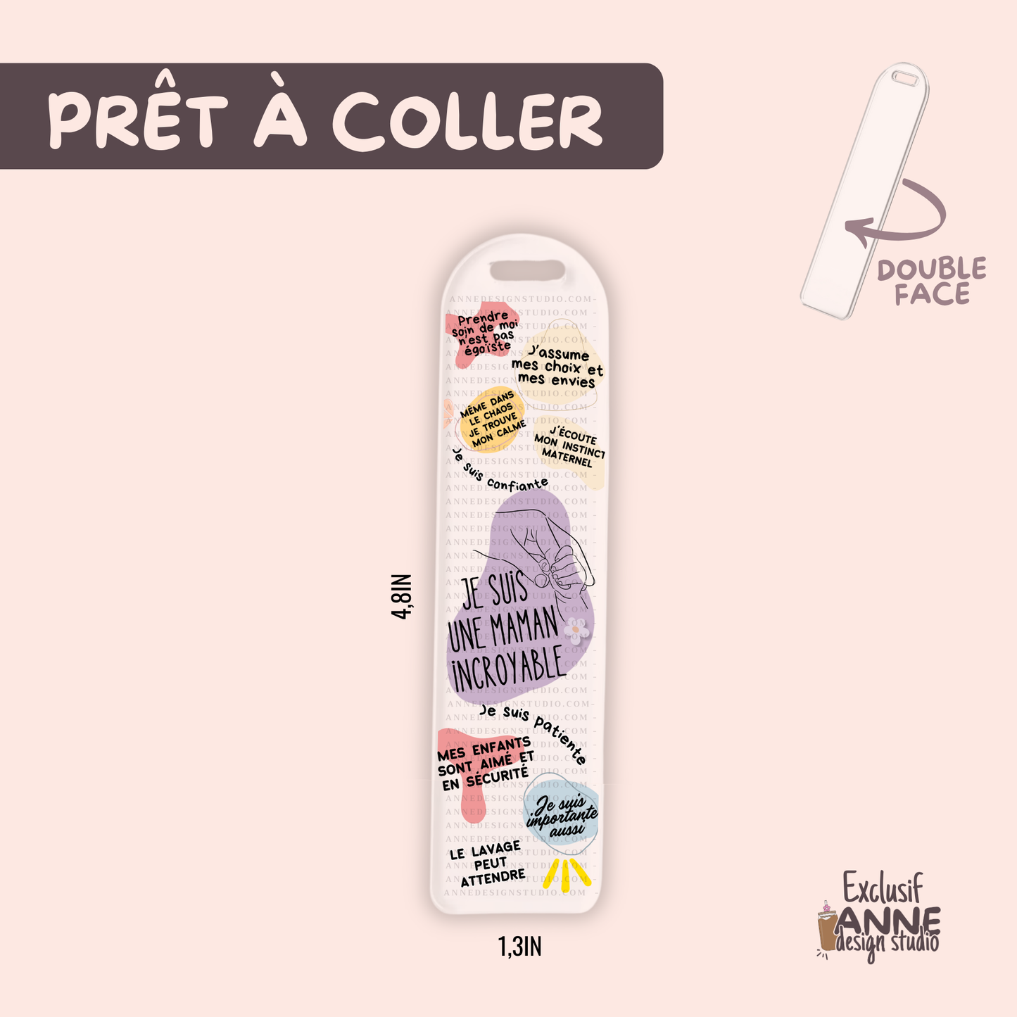 Autocollants pour signet UV DTF | Affirmation pour maman