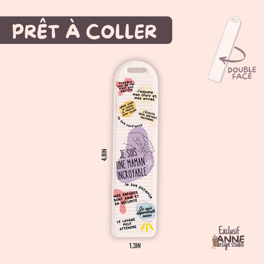Autocollants pour signet UV DTF | Affirmation pour maman