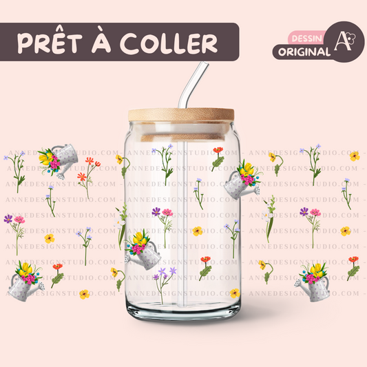 Autocollants UV DTF | Arrosoirs Fleurs