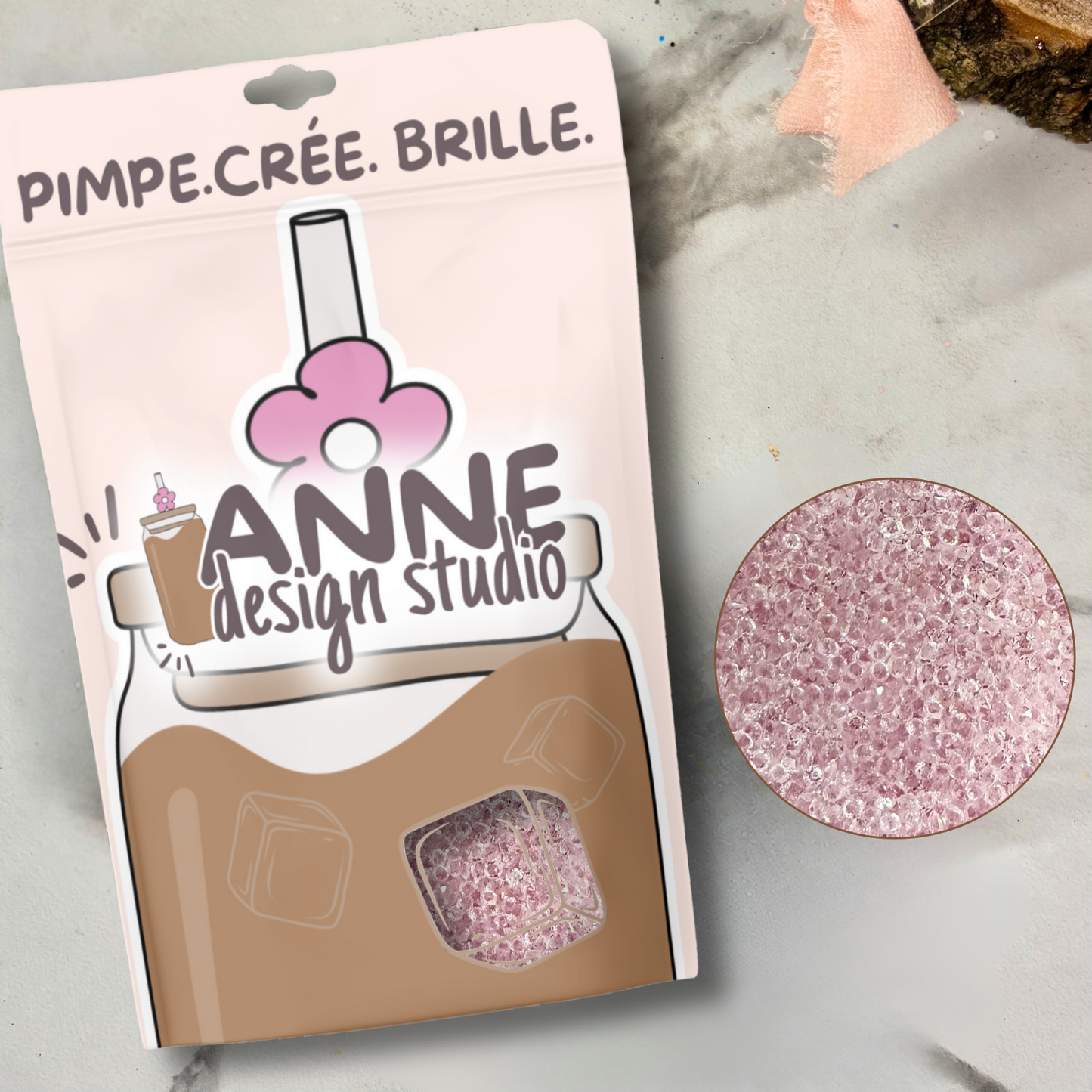 Minis diamant en acrylique | Rose bébé