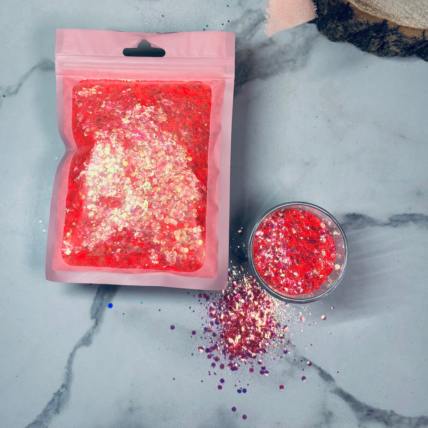 Paillettes perlées | Rose flash