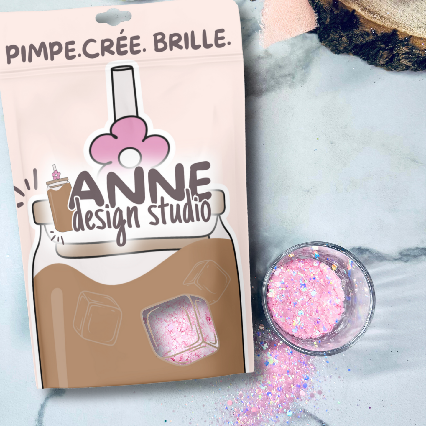 Paillettes holographiques | Rose bébé