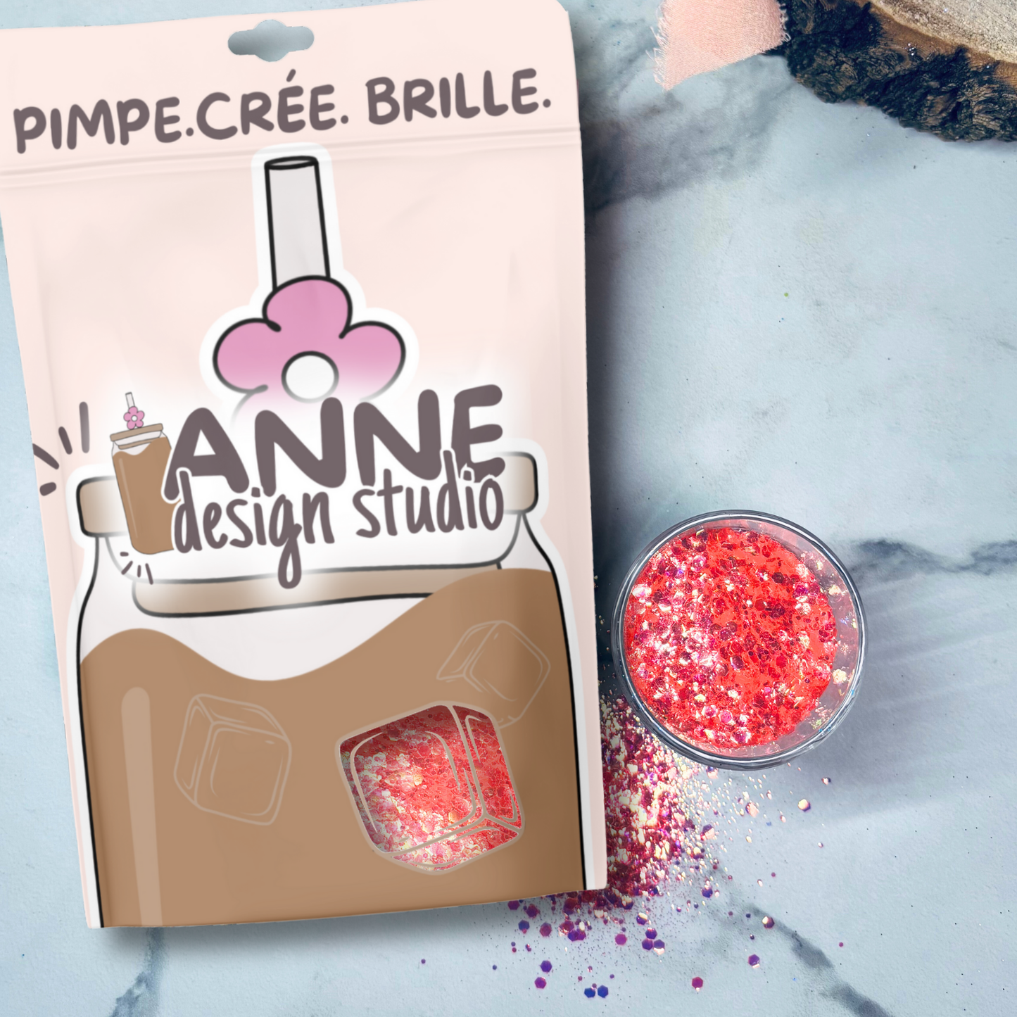 Paillettes perlées | Rose flash