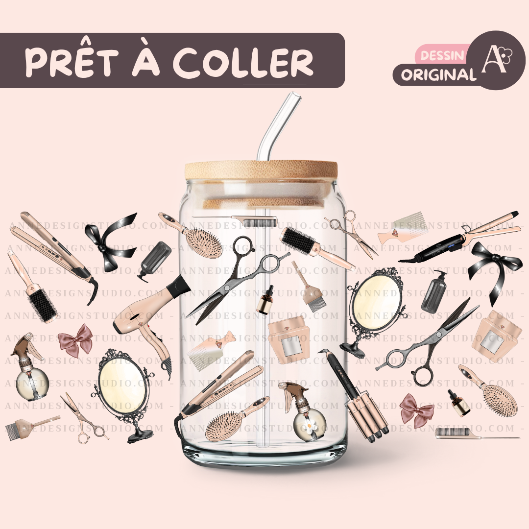 Autocollants UV DTF | Coiffeuse