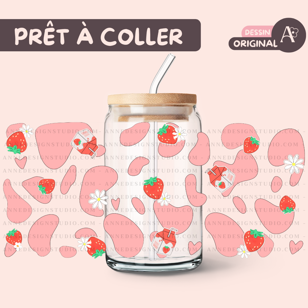 Autocollants UV DTF | Lait fraise